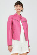 Alicia Pembe Kadın Deri Ceket | Derimod Alicia Pembe Kadın Deri Ceket | Derimod