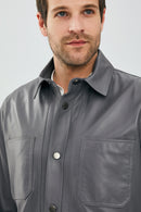 Eric Erkek Gri Deri Gömlek Tipi Ceket | Derimod Eric Erkek Gri Deri Gömlek Tipi Ceket | Derimod