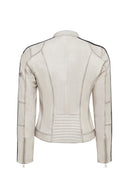 Ladyracer Kadın Beyaz Armalı Kısa Deri Ceket | Derimod Ladyracer Kadın Beyaz Armalı Kısa Deri Ceket | Derimod