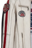 Ladyracer Kadın Beyaz Armalı Kısa Deri Ceket | Derimod Ladyracer Kadın Beyaz Armalı Kısa Deri Ceket | Derimod