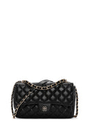Women's Black Long Strap Quilted Crossbody Bag | Derimod Women's Black Long Strap Quilted Crossbody Bag | Derimod