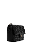 Women's Black Long Strap Quilted Crossbody Bag | Derimod Women's Black Long Strap Quilted Crossbody Bag | Derimod