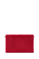 Women's Red Long Strap Plush Portfolio Bag | Derimod Women's Red Long Strap Plush Portfolio Bag | Derimod