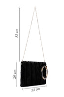 Kadın Siyah Uzun Zincir Askılı Peluş Portföy Çanta | Derimod Kadın Siyah Uzun Zincir Askılı Peluş Portföy Çanta | Derimod