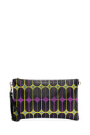 Women's Black Purple Printed Portfolio Bag | Derimod Women's Black Purple Printed Portfolio Bag | Derimod