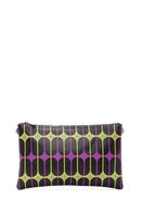 Women's Black Purple Printed Portfolio Bag | Derimod Women's Black Purple Printed Portfolio Bag | Derimod
