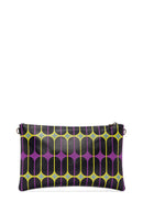 Women's Black Purple Printed Portfolio Bag | Derimod Women's Black Purple Printed Portfolio Bag | Derimod