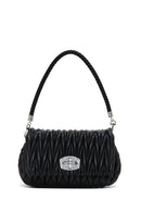 Kadın Siyah Uzun Askılı Kapitone Omuz Çantası | Derimod Kadın Siyah Uzun Askılı Kapitone Omuz Çantası | Derimod