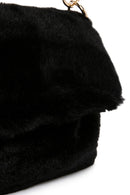 Women's Black Long Strap Plush Shoulder Bag | Derimod Women's Black Long Strap Plush Shoulder Bag | Derimod