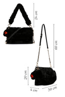 Women's Black Long Strap Plush Shoulder Bag | Derimod Women's Black Long Strap Plush Shoulder Bag | Derimod