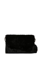 Women's Black Long Strap Plush Shoulder Bag | Derimod Women's Black Long Strap Plush Shoulder Bag | Derimod