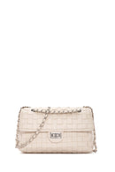 Women's Beige Knitted Patterned Long Strap Shoulder Bag | Derimod Women's Beige Knitted Patterned Long Strap Shoulder Bag | Derimod