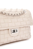 Kadın Bej Örgü Desenli Uzun Askılı Omuz Çantası | Derimod Kadın Bej Örgü Desenli Uzun Askılı Omuz Çantası | Derimod