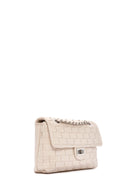 Women's Beige Knitted Patterned Long Strap Shoulder Bag | Derimod Women's Beige Knitted Patterned Long Strap Shoulder Bag | Derimod