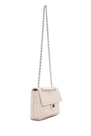 Women's Beige Knitted Patterned Long Strap Shoulder Bag | Derimod Women's Beige Knitted Patterned Long Strap Shoulder Bag | Derimod