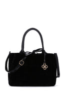 Women's Black Long Strap Plush Handbag | Derimod Women's Black Long Strap Plush Handbag | Derimod