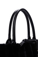Women's Black Long Strap Plush Handbag | Derimod Women's Black Long Strap Plush Handbag | Derimod