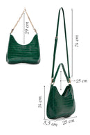 Kadın Yeşil Uzun Askılı Kroko Desenli Kol Çantası | Derimod Kadın Yeşil Uzun Askılı Kroko Desenli Kol Çantası | Derimod