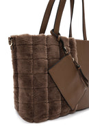 Women's Brown Long Strap Plush Handbag | Derimod Women's Brown Long Strap Plush Handbag | Derimod