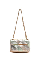 Women's Green Metallic Long Chain Strap Crossbody Bag | Derimod Women's Green Metallic Long Chain Strap Crossbody Bag | Derimod