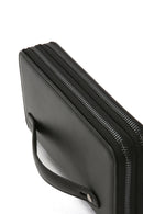 Men's Black Leather Handbag with Phone Compartment | Derimod Men's Black Leather Handbag with Phone Compartment | Derimod
