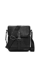 Men's Black Braided Messenger Bag | Derimod Men's Black Braided Messenger Bag | Derimod