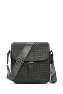 Men's Gray Woven Messenger Bag | Derimod Men's Gray Woven Messenger Bag | Derimod