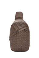 Men's Brown Knitted Crossbody Bag | Derimod Men's Brown Knitted Crossbody Bag | Derimod