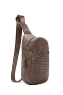 Men's Brown Knitted Crossbody Bag | Derimod Men's Brown Knitted Crossbody Bag | Derimod