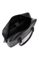 Men's Black Knitted Patterned Briefcase | Derimod Men's Black Knitted Patterned Briefcase | Derimod