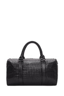 Erkek Siyah Örgü Seyahat Çantası | Derimod Erkek Siyah Örgü Seyahat Çantası | Derimod