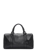 Erkek Siyah Örgü Seyahat Çantası | Derimod Erkek Siyah Örgü Seyahat Çantası | Derimod