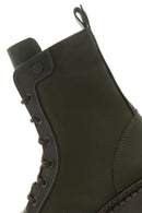 Women's Khaki Thick Soled Zippered Leather Boots | Derimod Women's Khaki Thick Soled Zippered Leather Boots | Derimod