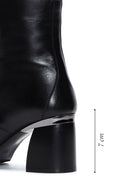 Women's Black Leather Zippered Heeled Boots | Derimod Women's Black Leather Zippered Heeled Boots | Derimod