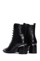 Women's Black Leather Zippered Heeled Boots | Derimod Women's Black Leather Zippered Heeled Boots | Derimod