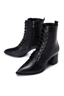 Women's Black Leather Zippered Heeled Boots | Derimod Women's Black Leather Zippered Heeled Boots | Derimod