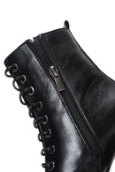 Women's Black Leather Zippered Heeled Boots | Derimod Women's Black Leather Zippered Heeled Boots | Derimod