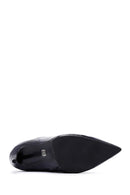 Women's Navy Blue Patent Leather Thin Heeled Boots | Derimod Women's Navy Blue Patent Leather Thin Heeled Boots | Derimod
