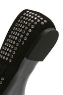 Women's Black Stone Leather Ballerinas | Derimod Women's Black Stone Leather Ballerinas | Derimod