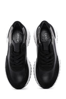 Kadın Siyah Deri Süet Detaylı Sneaker | Derimod Kadın Siyah Deri Süet Detaylı Sneaker | Derimod