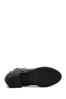 Women's Black Leather Buckle Heeled Boots | Derimod Women's Black Leather Buckle Heeled Boots | Derimod