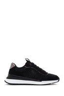 Women's Black Thick Soled Stone Sneaker | Derimod Women's Black Thick Soled Stone Sneaker | Derimod