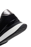 Women's Black Thick Soled Stone Sneaker | Derimod Women's Black Thick Soled Stone Sneaker | Derimod