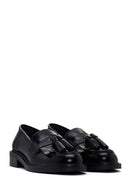 Women's Black Leather Tasseled Masculine Loafer | Derimod Women's Black Leather Tasseled Masculine Loafer | Derimod