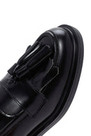 Women's Black Leather Tasseled Masculine Loafer | Derimod Women's Black Leather Tasseled Masculine Loafer | Derimod