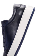 Men's Navy Blue Leather Sneaker | Derimod Men's Navy Blue Leather Sneaker | Derimod