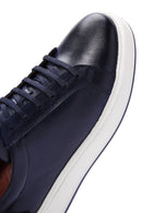 Men's Navy Blue Leather Sneaker | Derimod Men's Navy Blue Leather Sneaker | Derimod