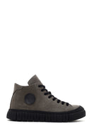 Men's Gray Zippered Casual Nubuck Leather Boots | Derimod Men's Gray Zippered Casual Nubuck Leather Boots | Derimod