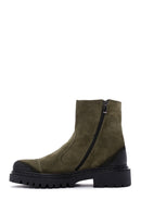Men's Khaki Suede Zippered Leather Casual Boots | Derimod Men's Khaki Suede Zippered Leather Casual Boots | Derimod