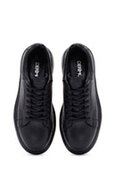 Erkek Siyah Bağcıklı Kalın Tabanlı Deri Sneaker | Derimod Erkek Siyah Bağcıklı Kalın Tabanlı Deri Sneaker | Derimod